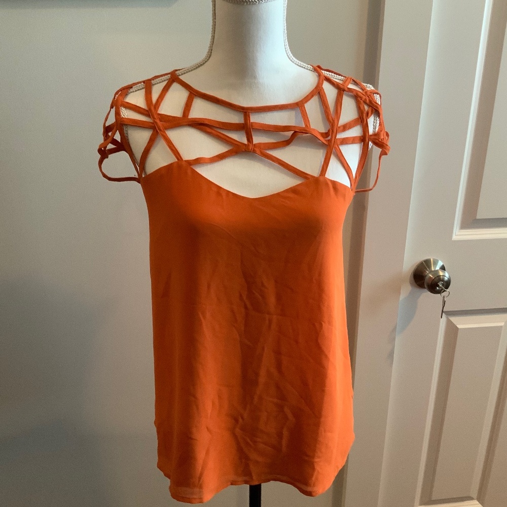Really cool orange short sleeve blouse, Naked Zebra